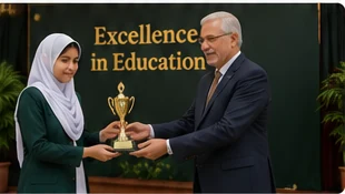 Student receiving an achievement award